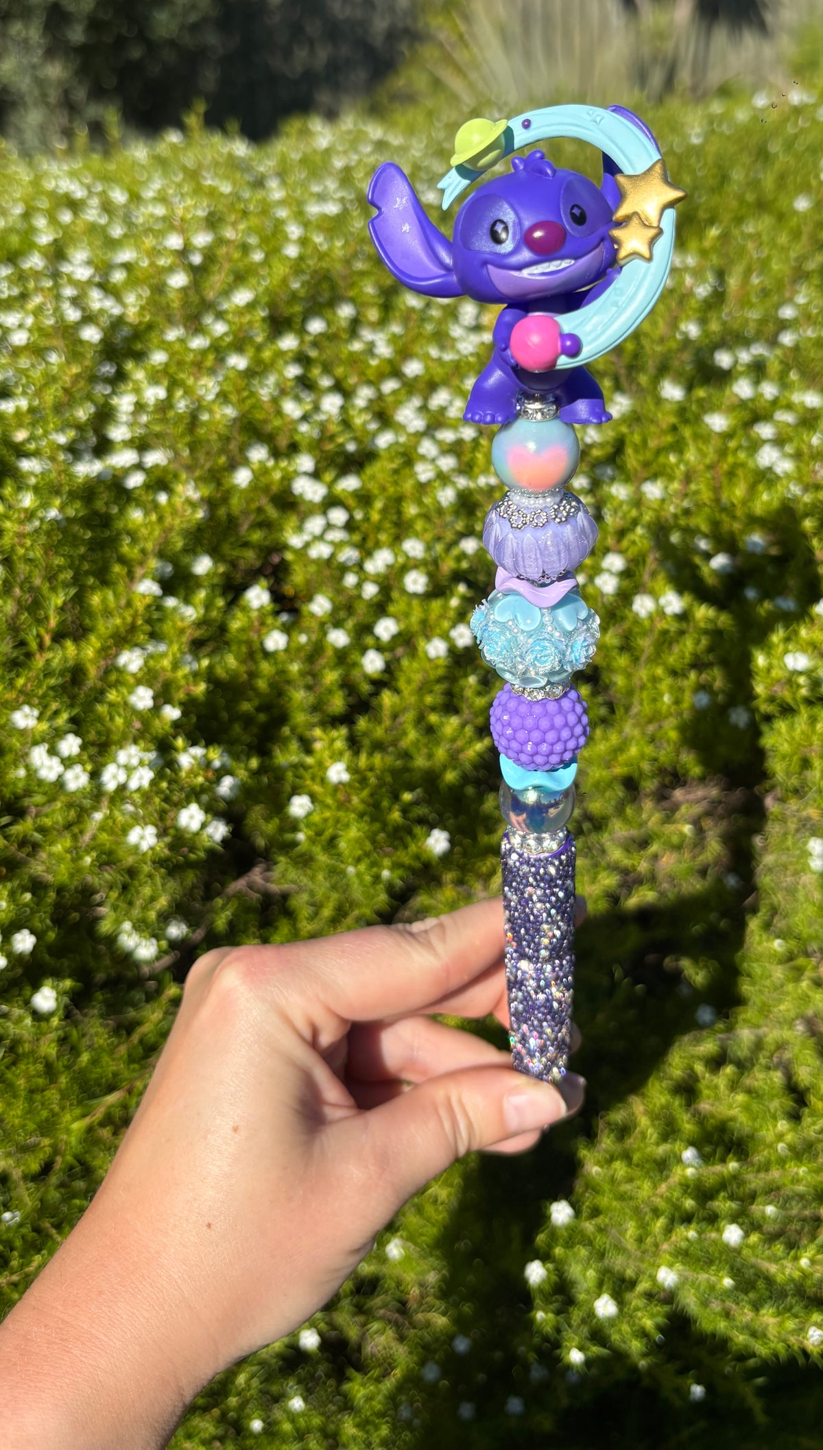 Purple & Blue Character Rhinestone Pen – Long