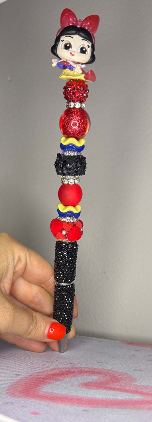 Red, Black & Blue Princess Rhinestone Pen - Long