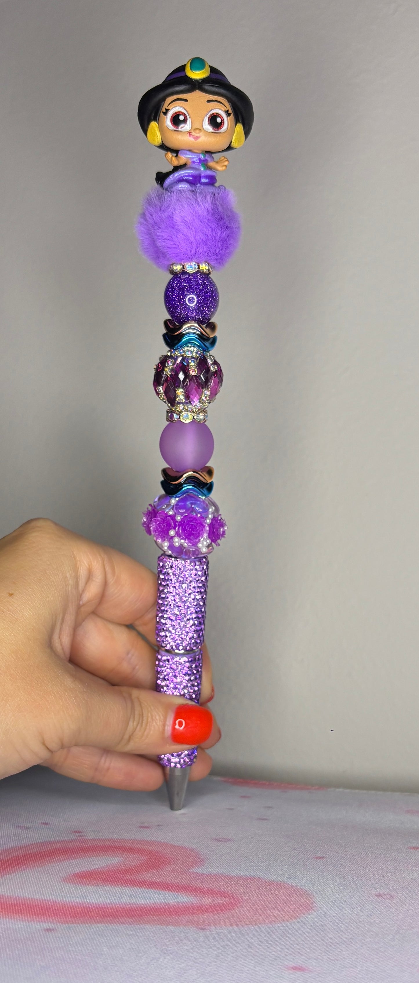 Purple Princess Rhinestone Pen - Long