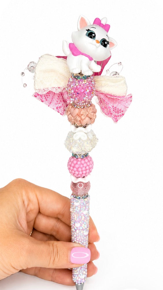 Pink Cat Rhinestone Pen – Long