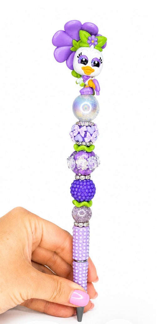 Purple Duck Rhinestone Pen – Long