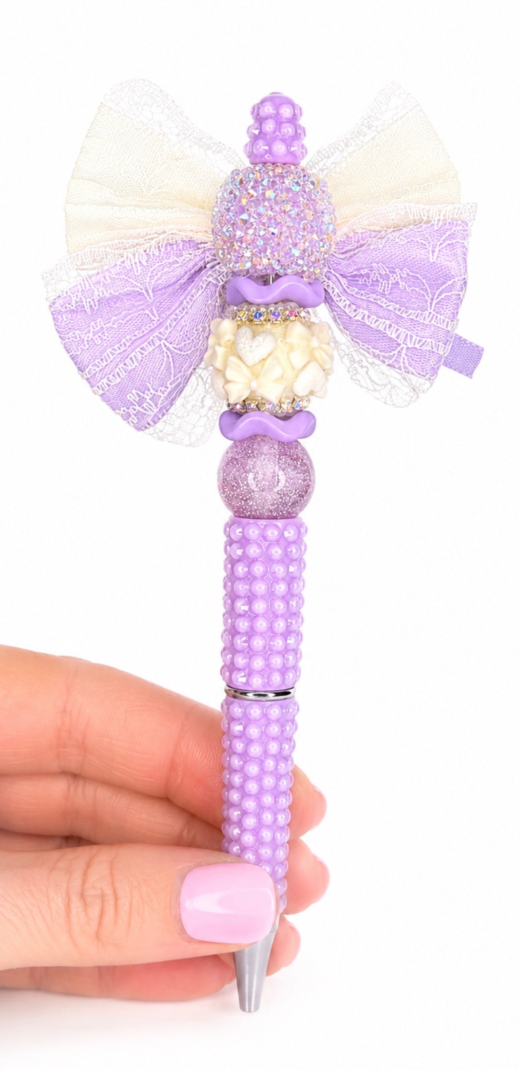 Lavender & Cream Fancy Pen - Short