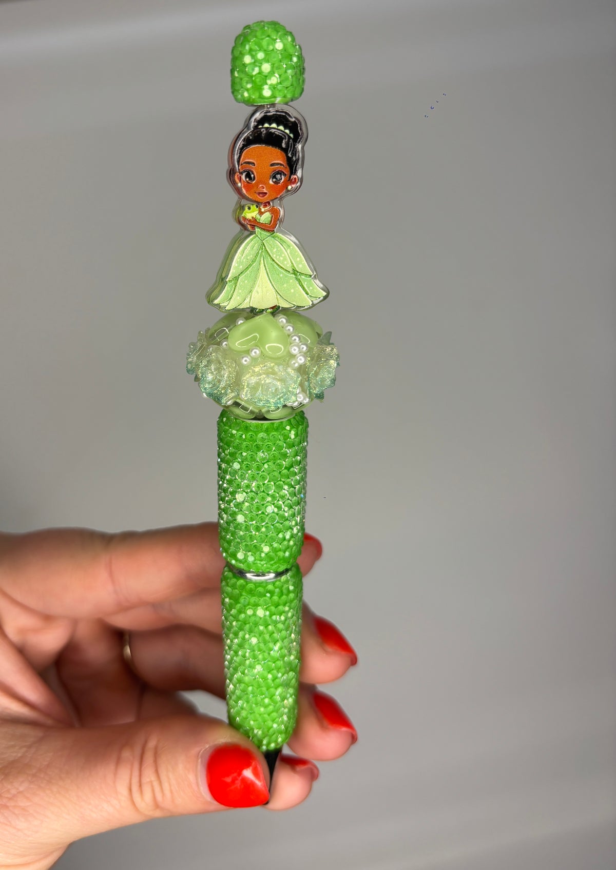 Green Princess Rhinestone Pen - Short