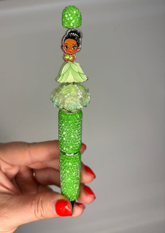 Green Princess Rhinestone Pen - Short