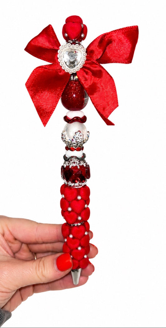 Red Statement Bow Pen - Long