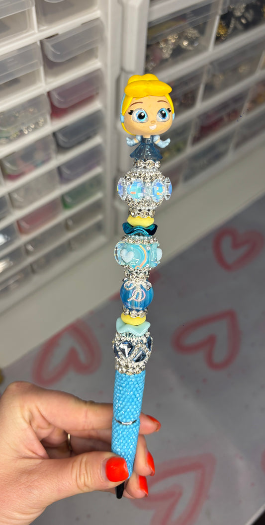 Blue Princess-Inspired Rhinestone Pen - Long
